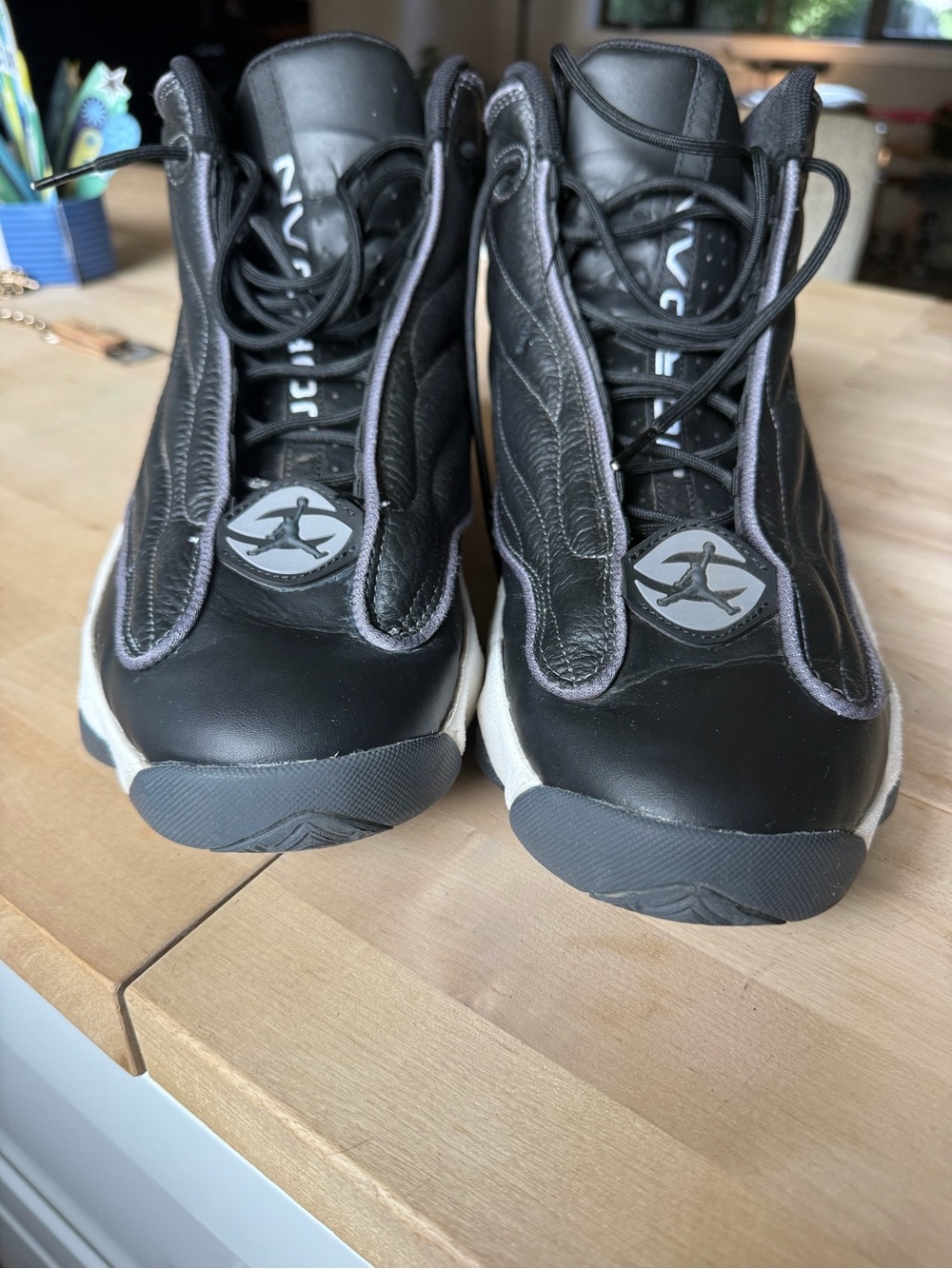 Jordan Men's Black and Gray High-Top Basketball Sneakers